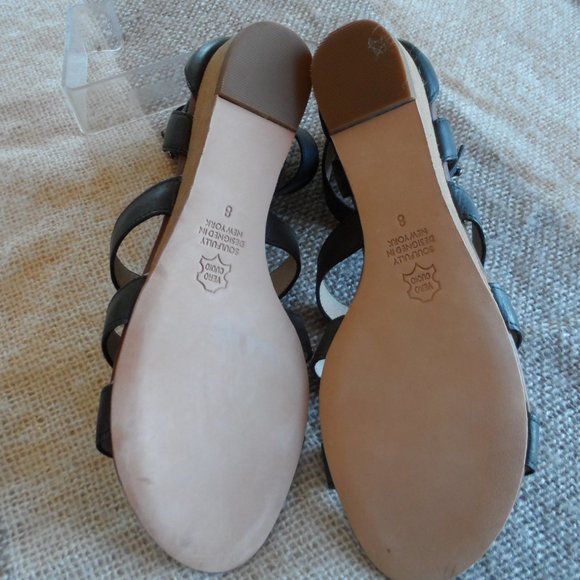 New Matt Bernson Black Leather Gladiator Ankle Strap Sandals Size 8 - Picture 9 of 12